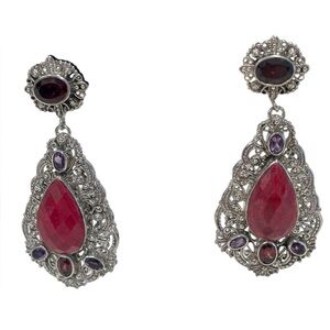 Nicky Butler Ruby Corundum & Gemstone RAJ Drop Earrings .925
Sterling Silver